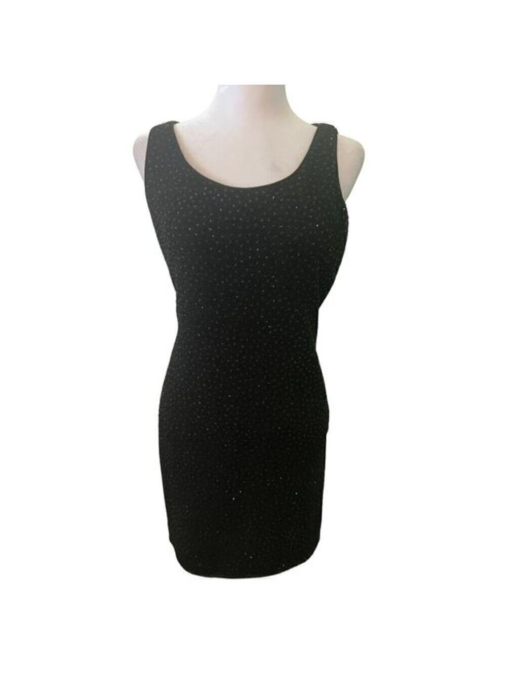 Vintage Warren Petites Black Party Dress w/Clusters Black Glitter  6​